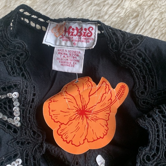 Vintage Hibis Black with beads Sequins cut outs top NWT S - Picture 10 of 10